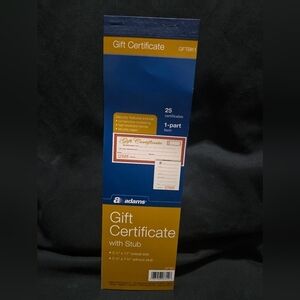1 Pack GIFT CERTIFICATES 25 Carbonless 2 part form